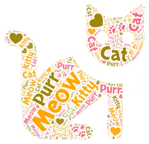 Cat word cloud art