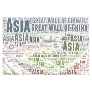 Asia Great Wall of China  word cloud art