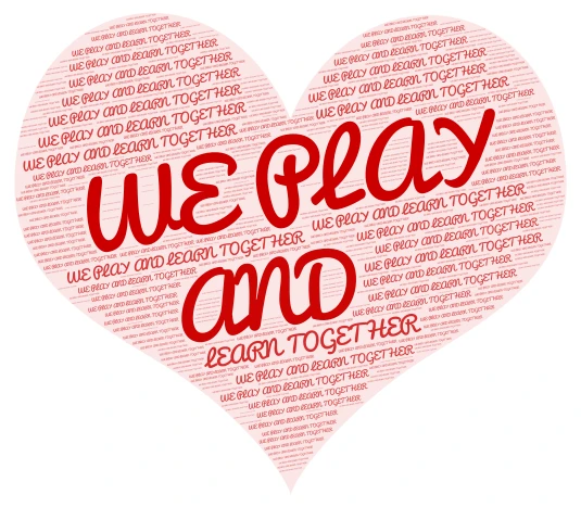 WE PLAY AND LEARN TOGETHER word cloud art