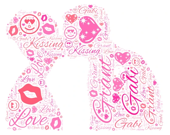 Love Kissing word cloud art