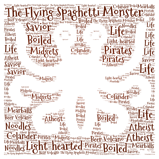 The Flying Spaghetti Monster word cloud art