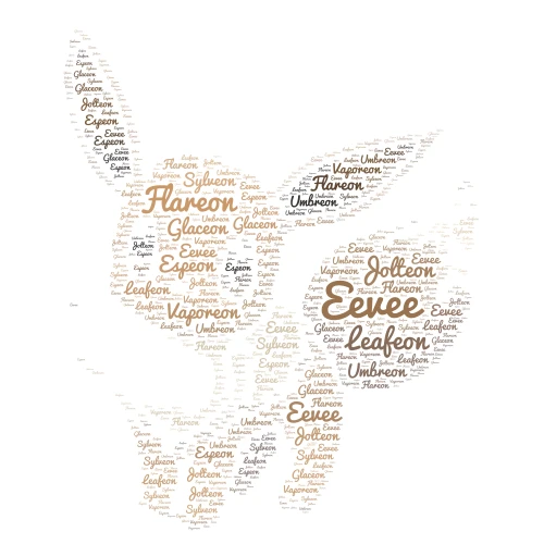 Eeveelutions word cloud art