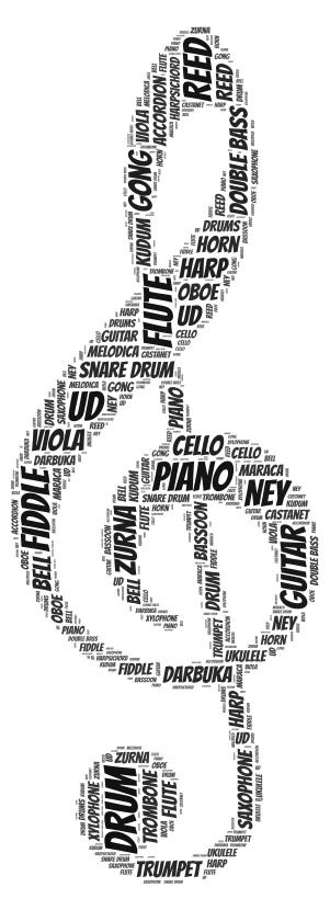 My Musical Instruments word cloud art