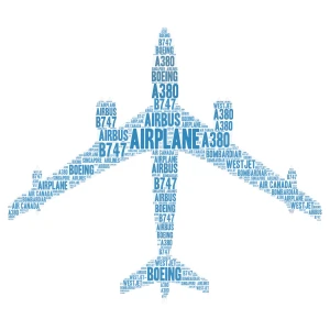 Airplane word cloud art