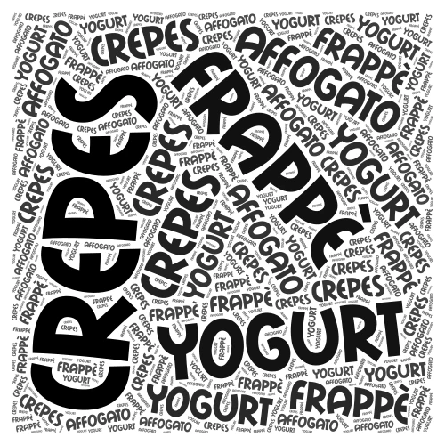 Yogurteria Crepes & Affogati word cloud art