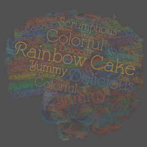 Rainbow Cake word cloud art
