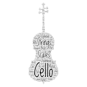 Cello  🎻 word cloud art