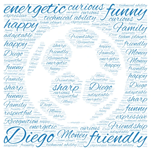 Diego all about me soccer word cloud art