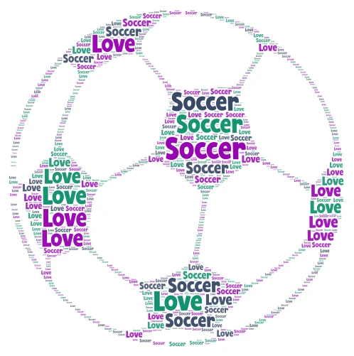 soccer love word cloud art