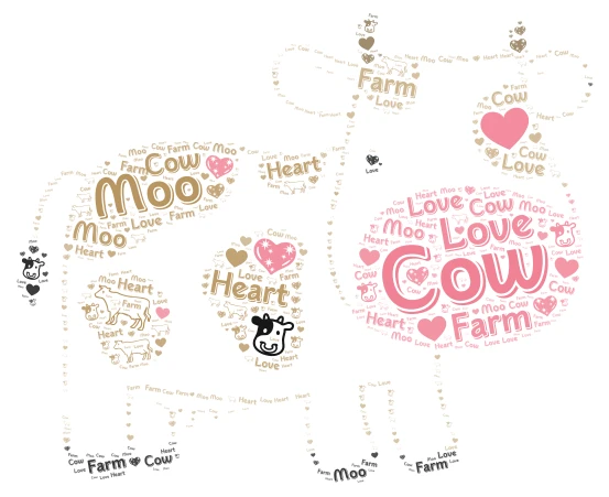 Cow Love word cloud art