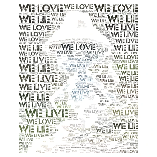 we live we love we lie word cloud art