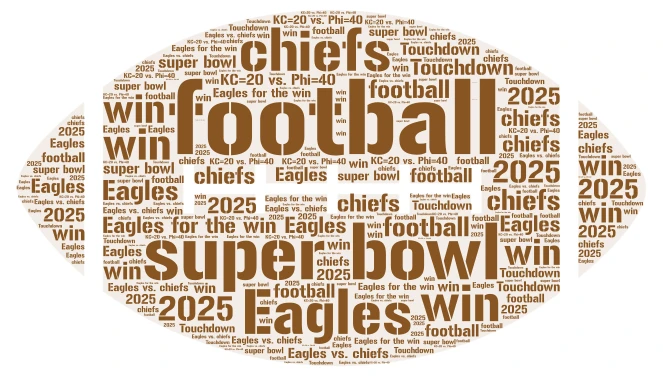 2025 super bowl word cloud art