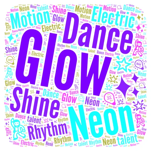Black Light Dance Team word cloud art