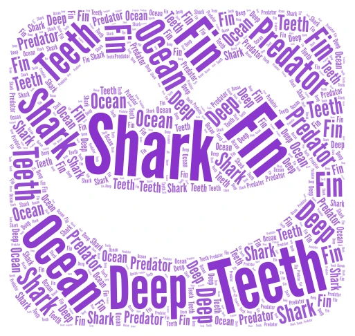 Shark word cloud art