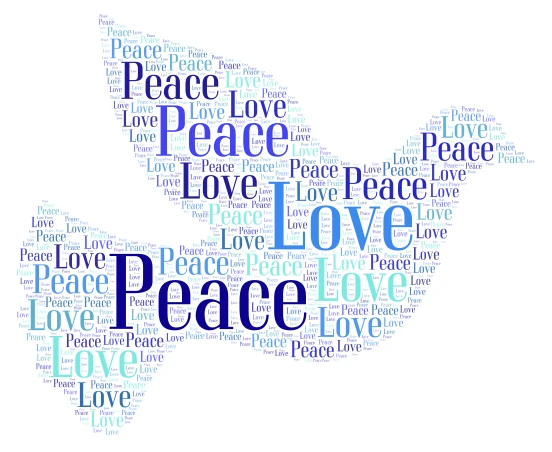 Peace meaningful messages word cloud art