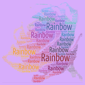 Rainbow Roses! word cloud art