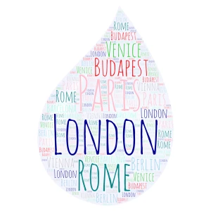 Cities word cloud art