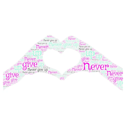 Never give up word cloud art