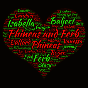 Phineas and Ferb word cloud art
