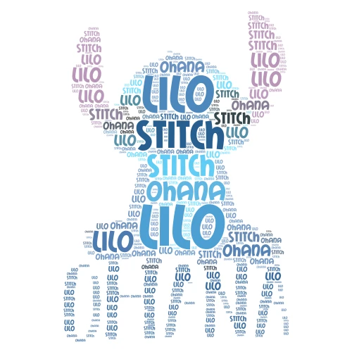 Lilo & Stitch word cloud art