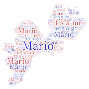 Give a heart if you love mario word cloud art