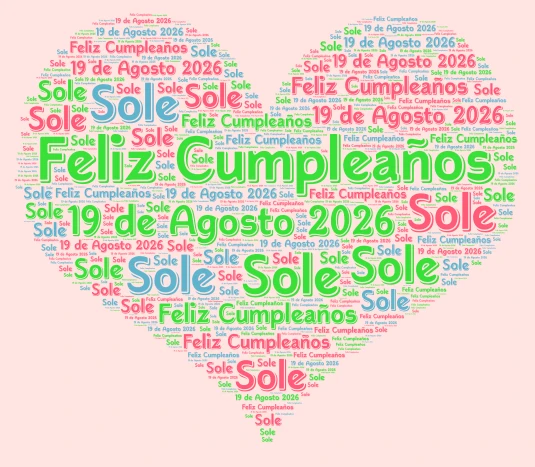 Feliz Cumpleaños Sole word cloud art