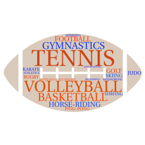 Sports activities and games word cloud art