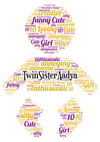 My twin sister word cloud art