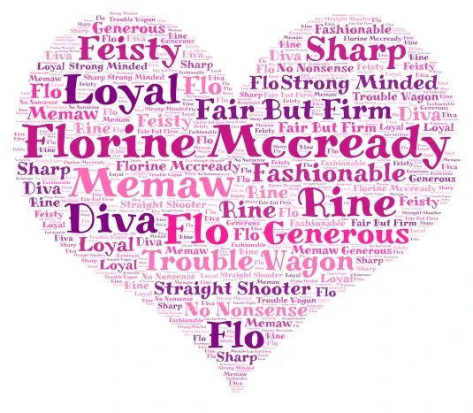 Florine McCready Memorial word cloud art