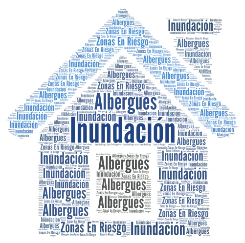 Inundación en Zonas de Riesgo word cloud art