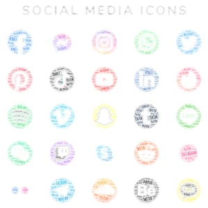 Social Media Icons (❤ Please) word cloud art