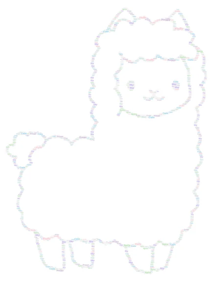 Llama word cloud art