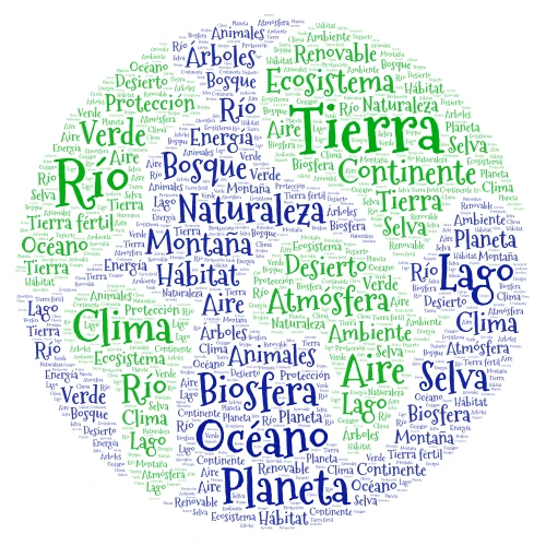 Caligrama del Día del Planeta Tierra word cloud art