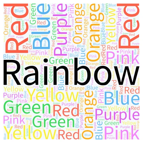 Rainbow word cloud art