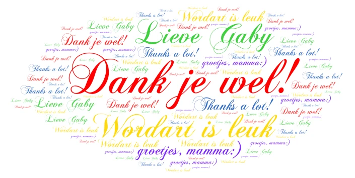 dankjewel Gaby word cloud art