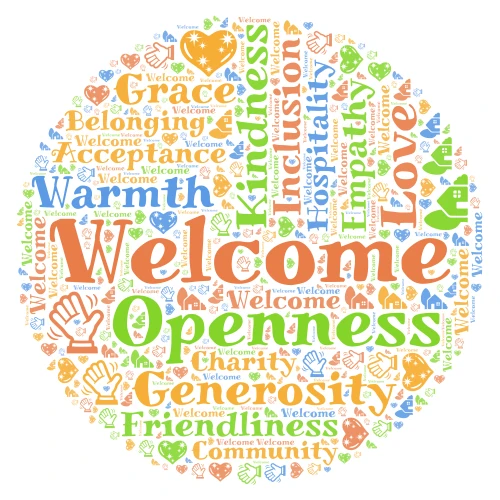The Virtue of Welcome word cloud art