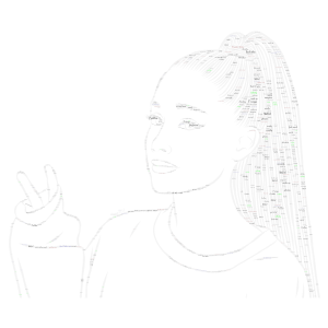  Ariana Grande with some green word cloud art