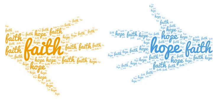 hope hands word cloud art