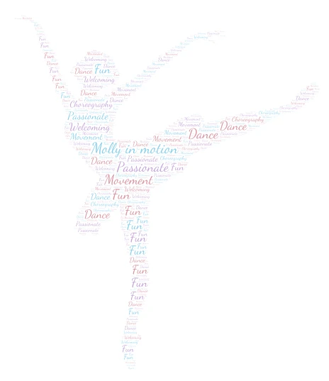 Molly in motion word cloud art
