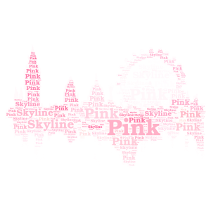 Pink Skyline word cloud art