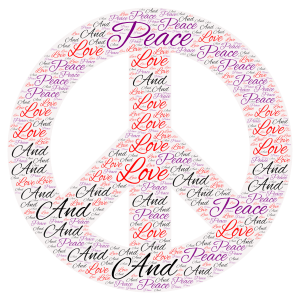 Peace and Love word cloud art