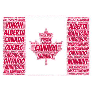 Flag Of Canada And Its Provinces word cloud art