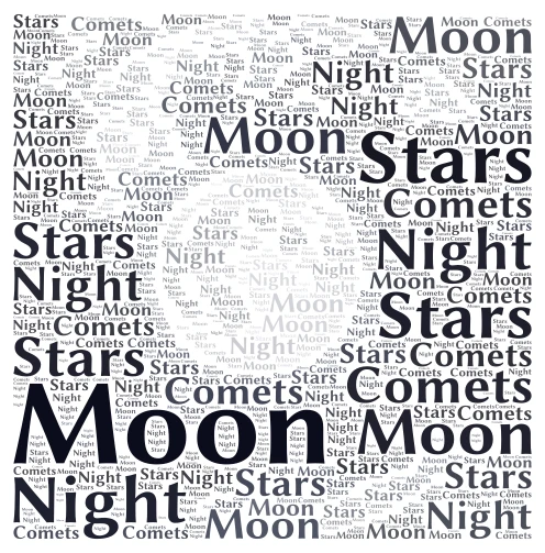 Moon word cloud art