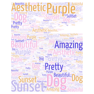 Dog Looking at a Sunset word cloud art
