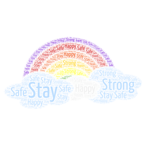 Stay safe/happy/strong word cloud art