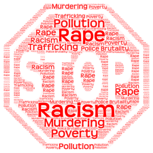 Stop harming others word cloud art