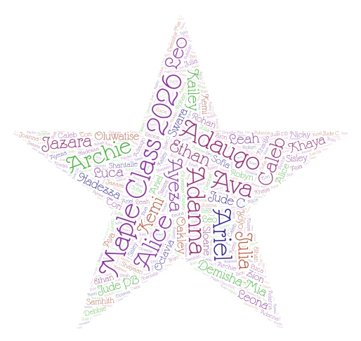  star 2026 maple word cloud art