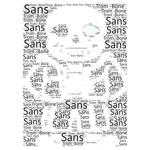 Sans the Skeleton word cloud art