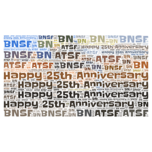 BNSF 25th Anniversary word cloud art