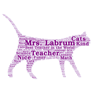 We Love Mrs. Labrum! word cloud art